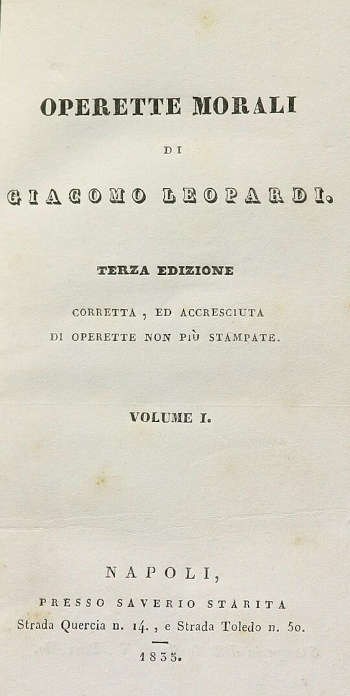 Operette Morali Frontespizio