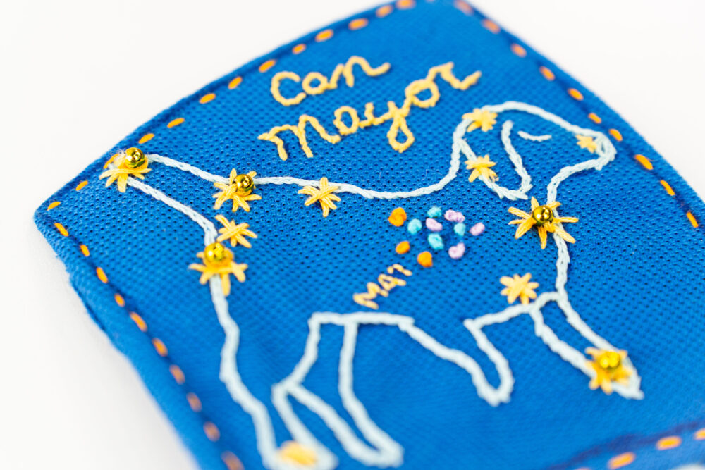 Il ricamo dedicato alla costellazione del Cane maggiore