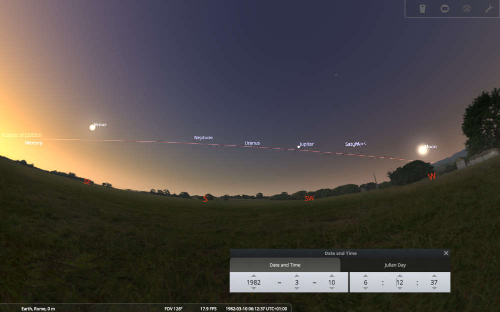 Cielo 10 Marzo 1982 Stellarium