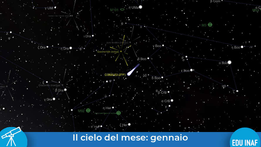 Il cielo del mese gennaio e una cometa tra le stelle d’inverno EduINAF