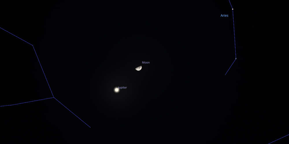 Congiunzione Giove Luna 18 Gennaio 2024 Stellarium