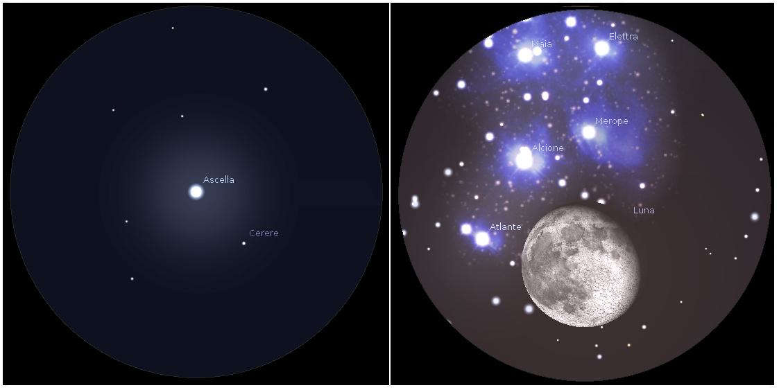 Stellarium Cerere Sagittario Luna Pleiadi Ottobre2024