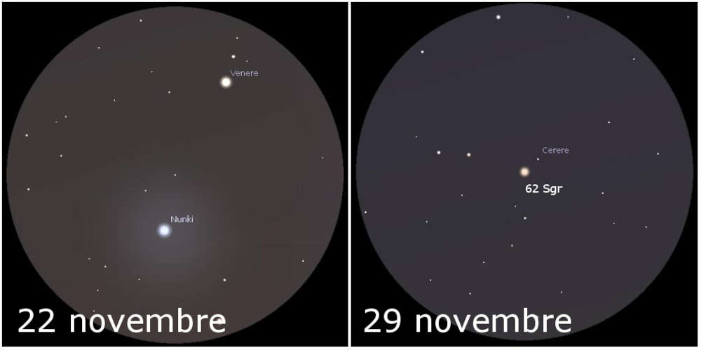 Congiunzioni Venere Cerere 22 29 Novembre 2024